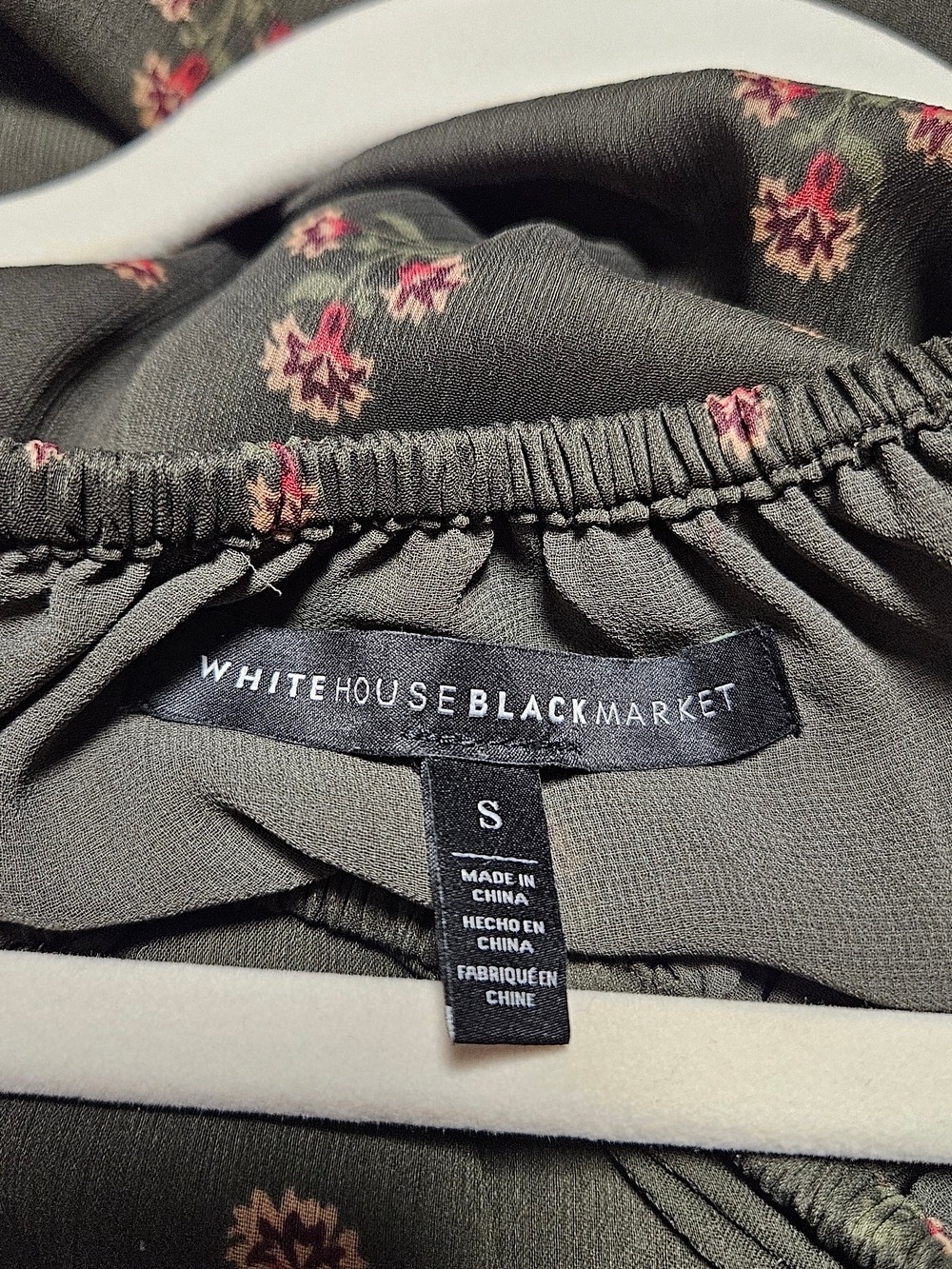 White House Black Market Olive Brown Floral Blouse - Picture 2 of 9